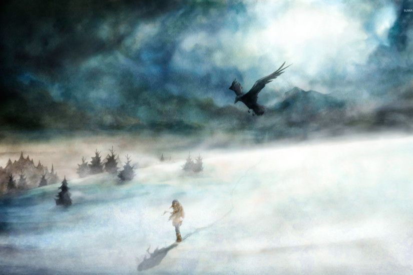 Girl in the snowstorm wallpaper 1920x1200 jpg