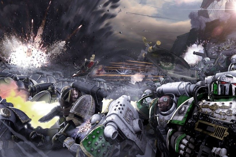 Warhammer 40k space marines in flames science fiction .