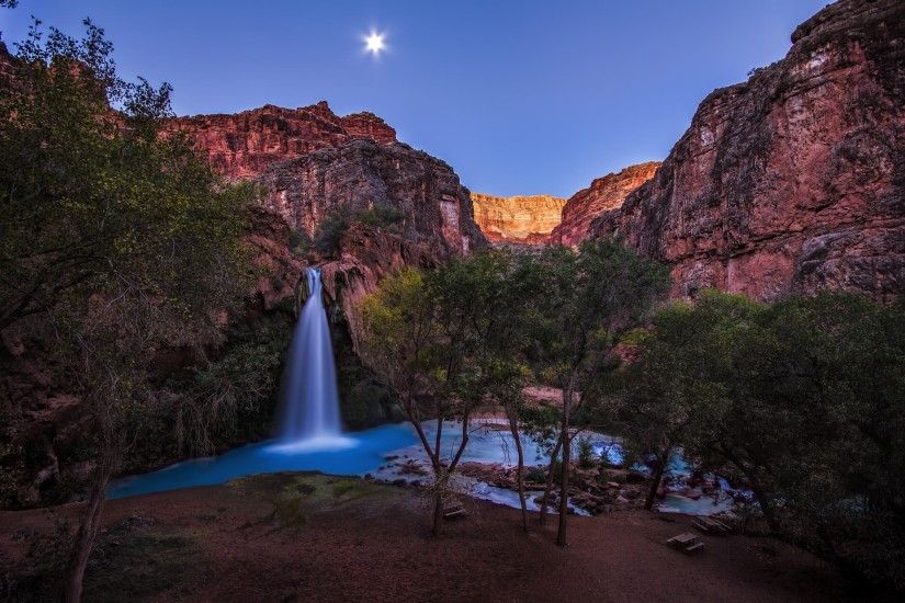 nature, Landscape, Night, Moon, Rock, Long Exposure, Arizona, Grand Canyon,  USA, Trees, Waterfall, Water, Mountain, Bench Wallpapers HD / Desktop and  Mobile ...