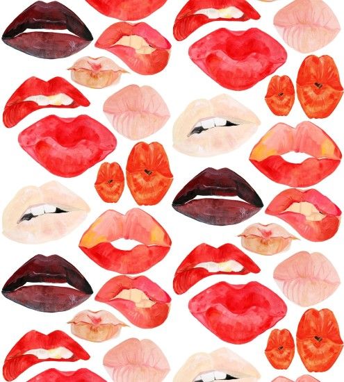 Lips on White Wallpaper
