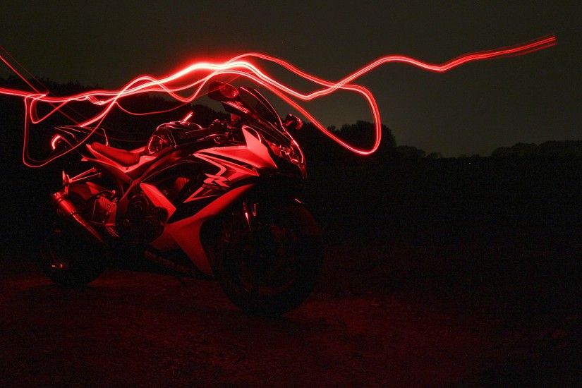 Red neon Susuki GSX 750R wallpapers and images 2592x1728