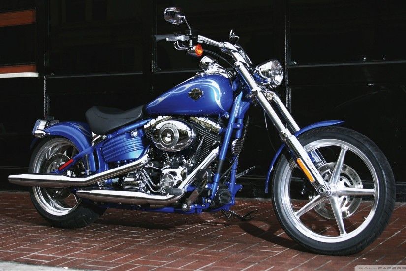 Harley Davidson FXCWC Rocker C Blue Colour 1920x1080 HD Wallpaper Bikes  Motorcycles / Harley