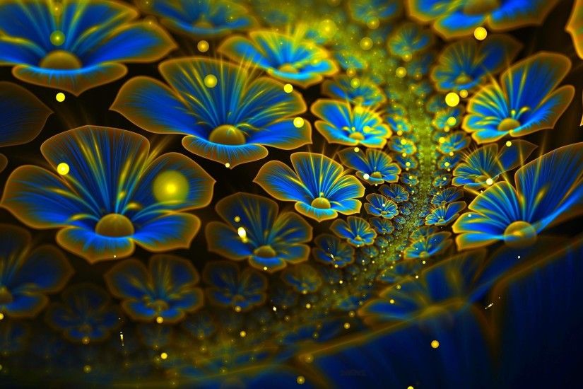 Abstract Fractal Cg Digital-art 3d Colors blue flowers Wallpapers HD /  Desktop and Mobile Backgrounds