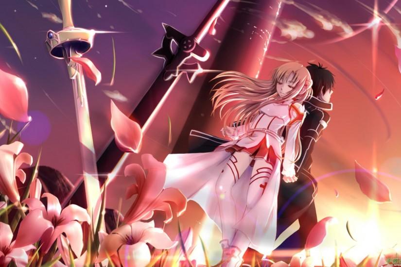 Anime - Sword Art Online Kirito (Sword Art Online) Asuna Yuuki Wallpaper