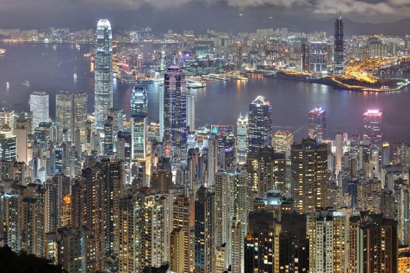 Hong Kong skyline wallpaper 1920x1080 .