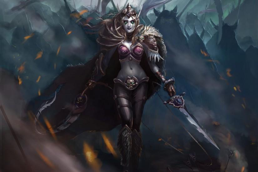 Video Game - World Of Warcraft Fantasy Woman Girl Woman Warrior Armor Sword Sylvanas  Windrunner Wallpaper