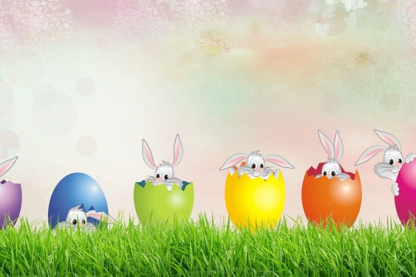 Bunny Eggs Grass Whimsical Spring Easter Rabbit Cute Free Wallpapers -  1920x1080
