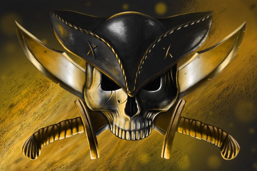 Art Pirate Skull Hat Guns Knives Jolly Roger Wallpaper At Dark Wallpapers
