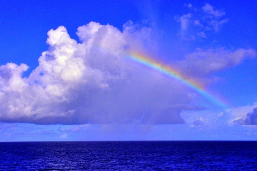 Rainbows - Cloud Clouds Ocean Tropical Sea Rainbow Free Desktop Wallpaper  for HD 16:9