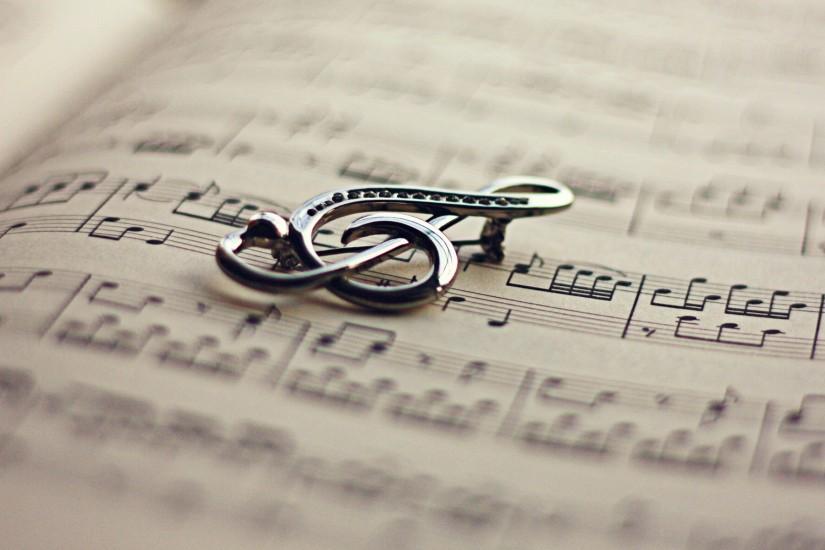 Black and White Music Notes Macro Photography Wallpaper