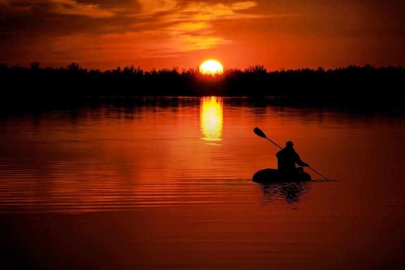 silhouette man boat zodiac zodiac river river the way destination target  swim back nature nature night
