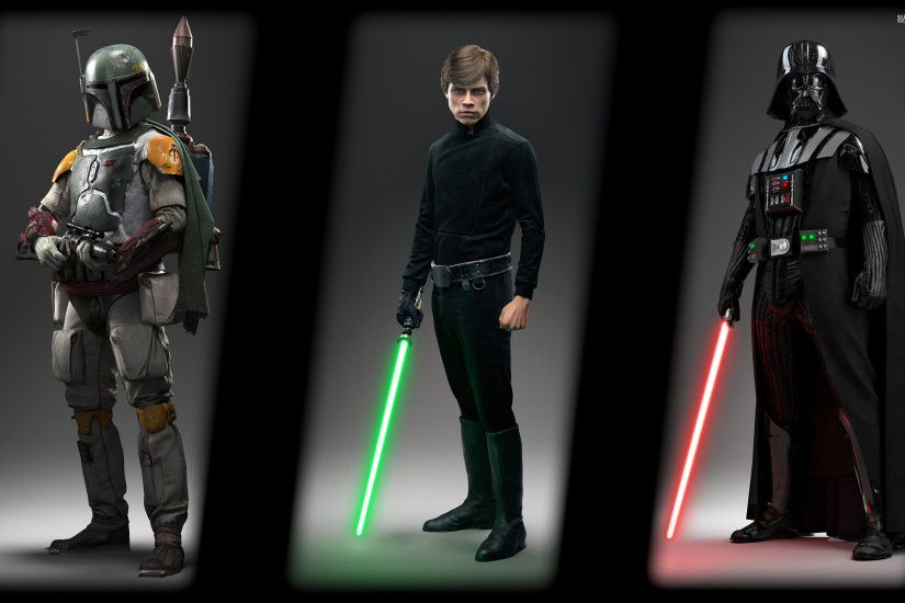 Boba Fett, Luke Skywalker and Darth Vader - Star Wars Battlefront HD  Wallpaper