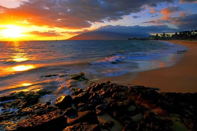 Maui Beach Sunset Wallpaper - WallpaperSafari