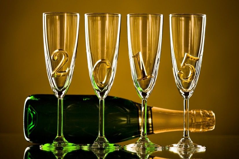 happy new year 2015 gold champagne new year champagne glasses a bottle