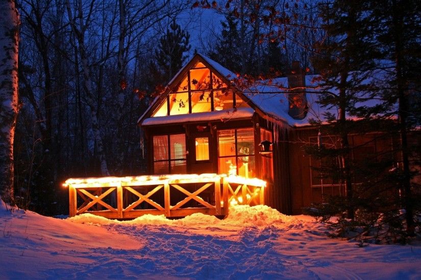 Pix For > Winter Log Cabin Wallpaper