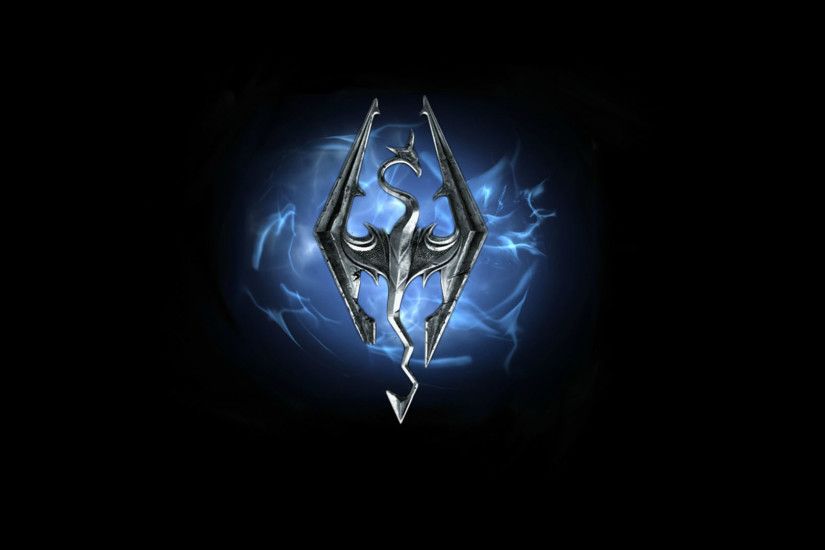 Skyrim Blue Fire Dragon Game Logo HD Wallpaper