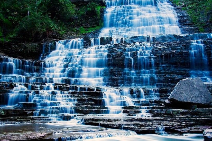 2560x1080 Wallpaper waterfall, river, beautiful