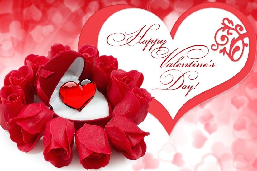 Happy Valentine's Day, red rose flowers, ruby wallpaper thumb