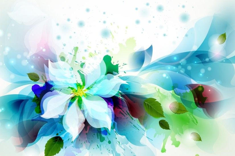 Watercolor Splatter Leaf Summer Spring Aqua Flowers Exposed Abstract Paint  Flower Colors Cyan Turquoise Leaves Desktop Wallpaper Widescreen Detail