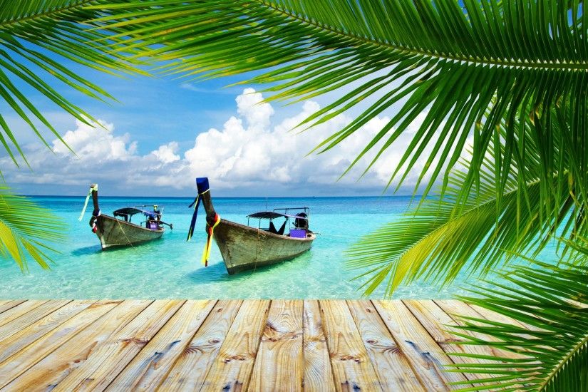 nature, Landscape, Beach, Tropical, Palm Trees, Walkway, Boat, Thailand,  Sea, Summer, Clouds Wallpapers HD / Desktop and Mobile Backgrounds