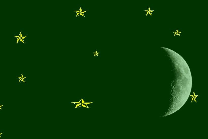 Dark Green Background, Gold Stars, Crescent Moon