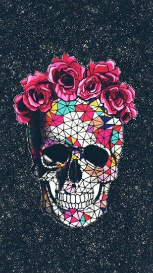 ... Colorful Skull Roses Space iPhone 8 wallpaper