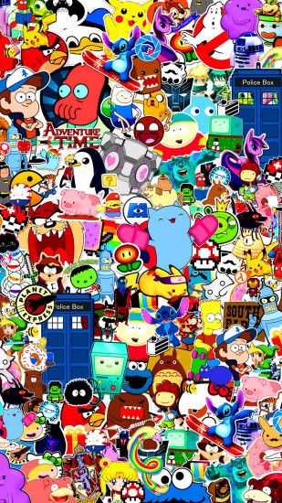 Filled with colorful characters iPhone wallpaper