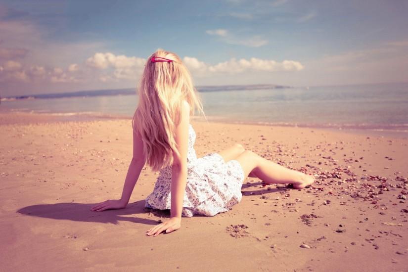 Girl Sitting Beach
