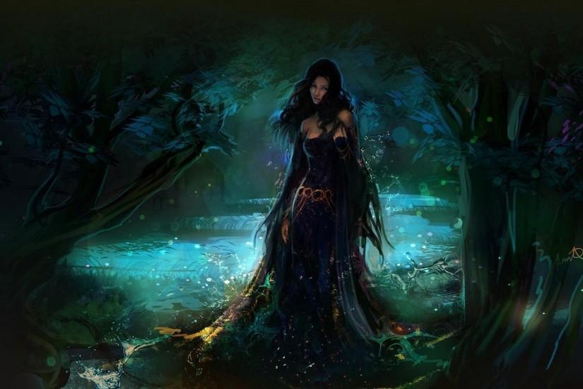 magic night forest sorceress ...