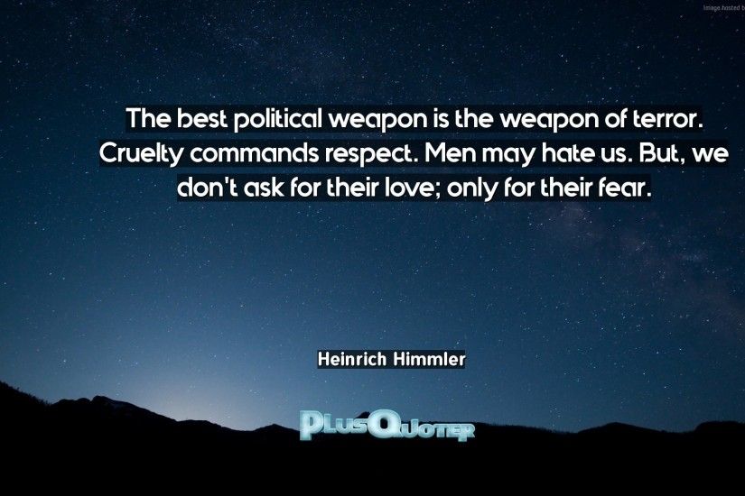 Download Wallpaper with inspirational Quotes- "The best political weapon is  the weapon of terror