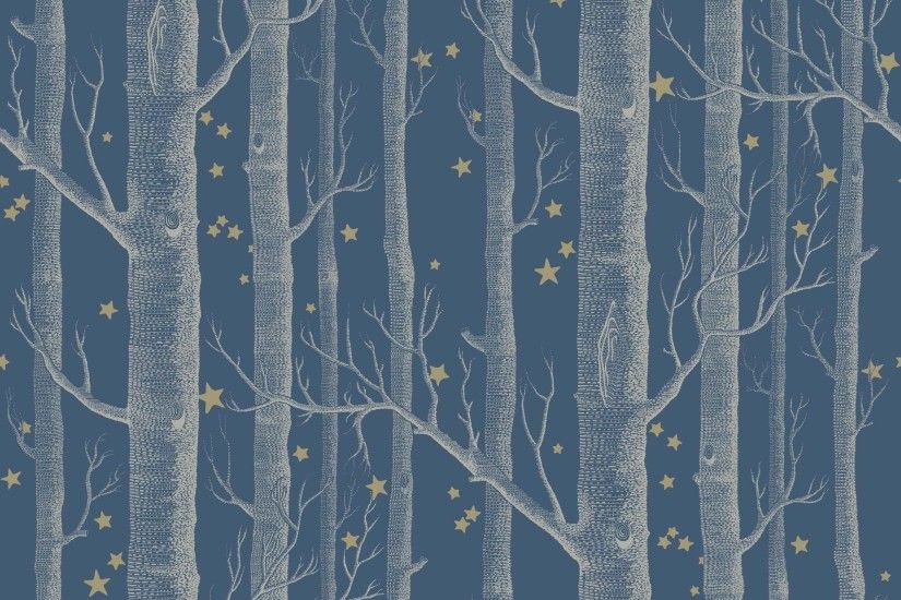 Woods & Stars Wallpaper Midnight Blue