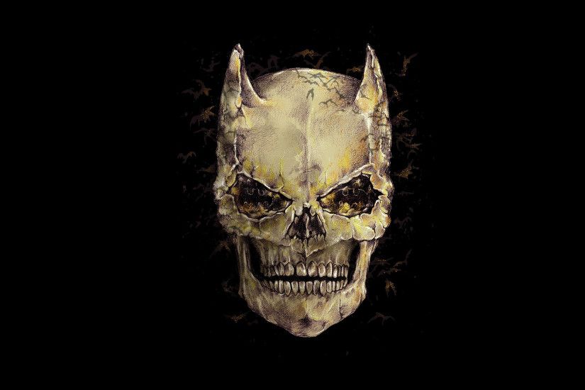 Batman skull on black background hd wallpaper freedownload .