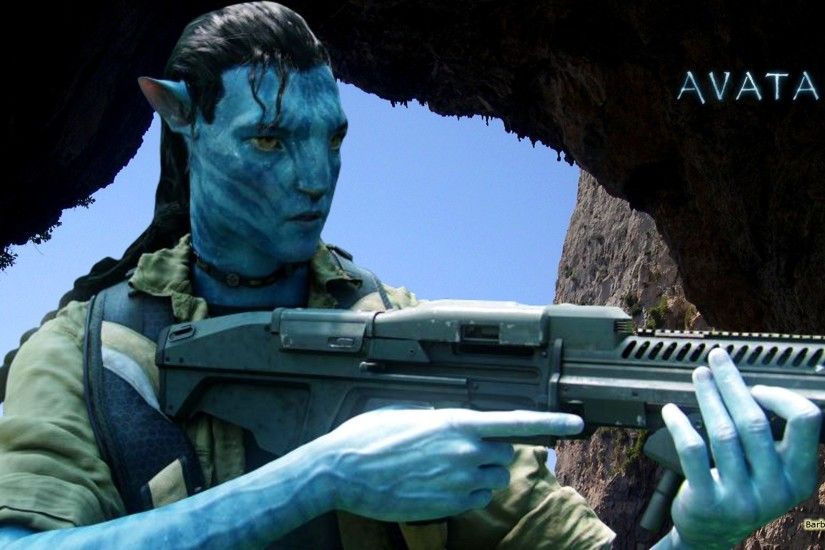 Avatar wallpaper with Jake Sully with gun