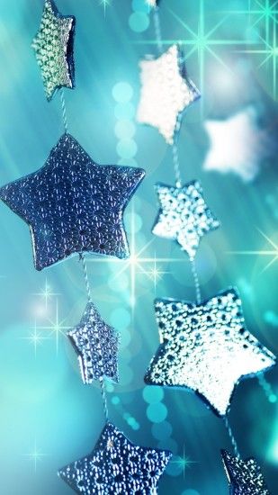 1440x2560 Wallpaper glitter, garland, blue, christmas ornaments, stars,  sparks, macro