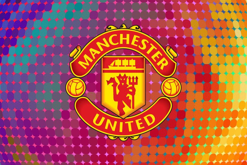 Colorful Manchester United logo wallpaper