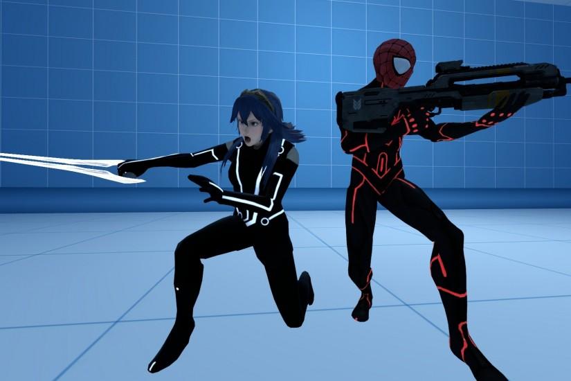 ... kongzillarex619 Lucina and Spider-Man in Tron outfits by kongzillarex619