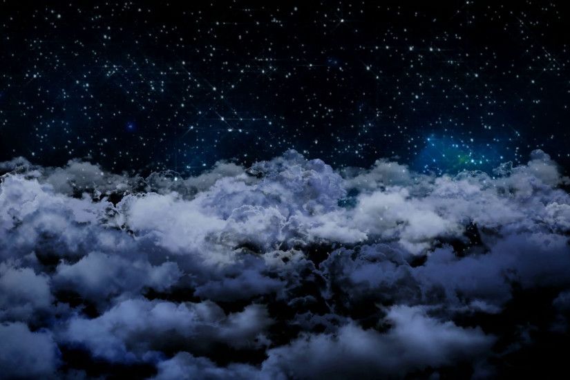 Seamless 3d animation of aerial view of cloudy night sky with clouds and  star light falling with camera moving in night scene skyscape background in  4k loop ...