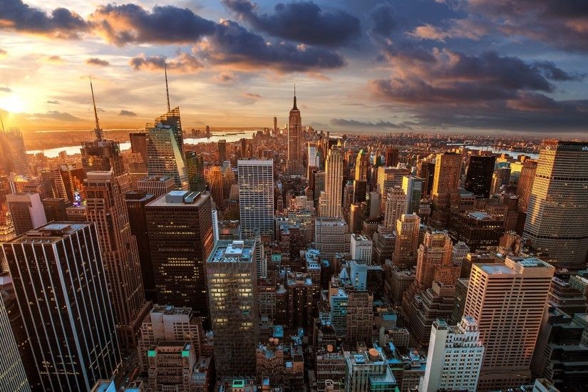 ... new york city sunset city aerial view wallpapers hd desktop ...
