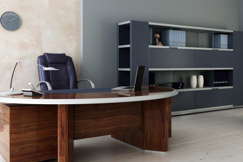 3840x2160 Wallpaper room, office, desk, chair, shelves