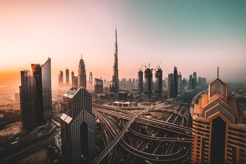 Dubai, Skyline, Cityscape, Skyscrapers, Burj Khalifa, HD