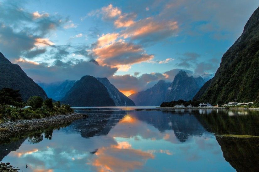 3840x2160 Wallpaper milford sound, new zealand, bay, reflection, mountains