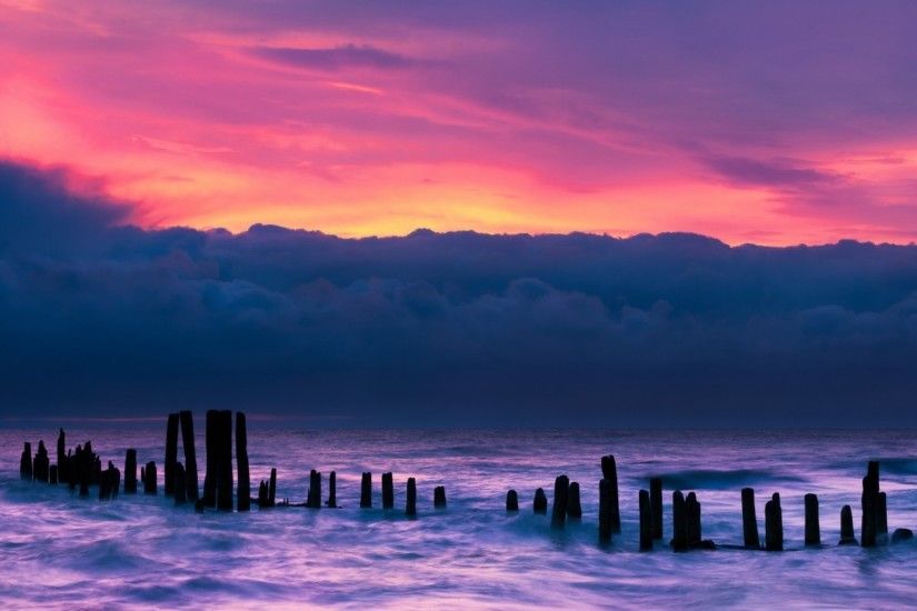 Stormy Tag - Stormy Clouds Ocean Pylons Sea Storm Wallpaper Dark Sky for HD  16: