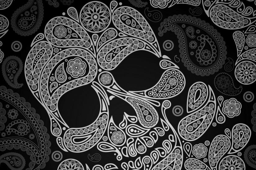 Girly Sugar Skull Wallpaper Paisley skull wallpaper