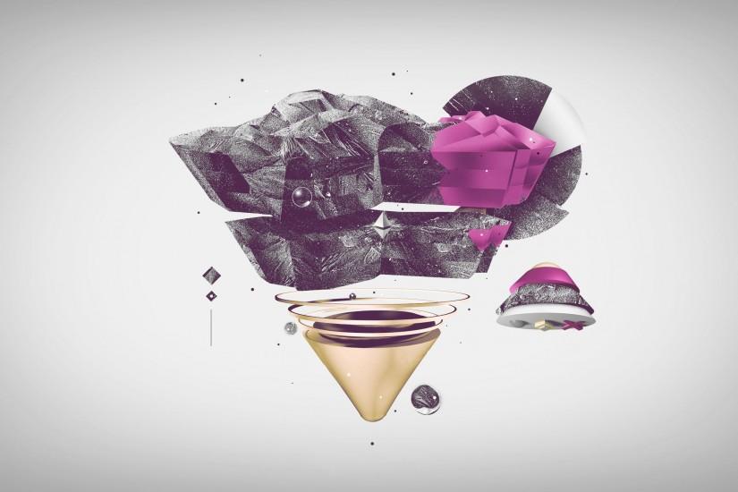 Wallpaper Triangle Pyramid Black Pink