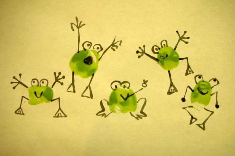Thumbprint funny frogs