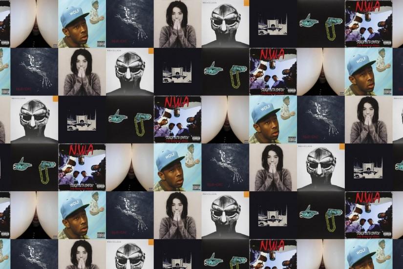 Download this free wallpaper with images of NWA – Straight Outta Compton, Death  Grips – Bottomless Pit, Tyler The Creator – Wolf, El-p – Cancer For Cure,  ...