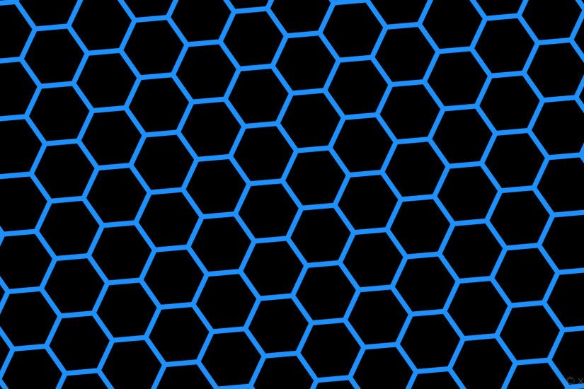 wallpaper honeycomb black beehive blue hexagon dodger blue #000000 #1e90ff  diagonal 35Â° 14px