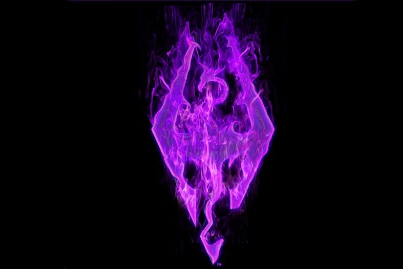 skyrim wallpaper purple fire logo 2880x1800