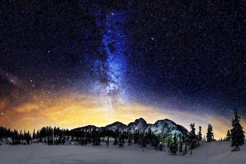 Milky Way Above The Snowy Mountains