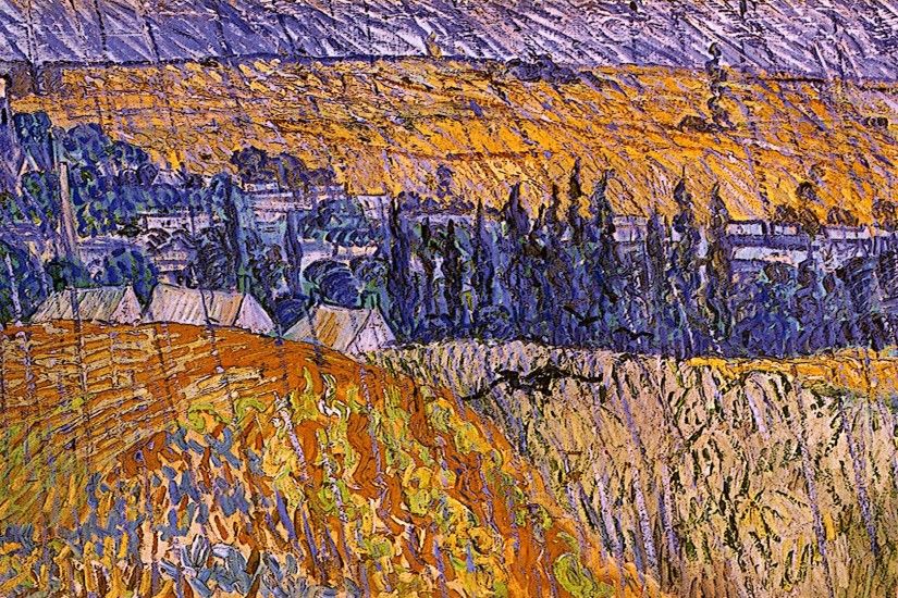 Photo 24 Feb 31 notes Â· Rain in Auvers (1890) by Vincent van Gogh